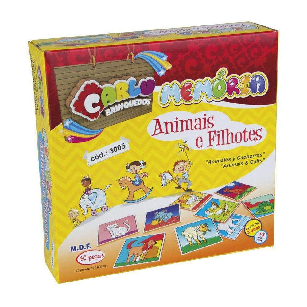 Jogo de Memória - Animais e Filhotes - 51465 - Xalingo - Real Brinquedos