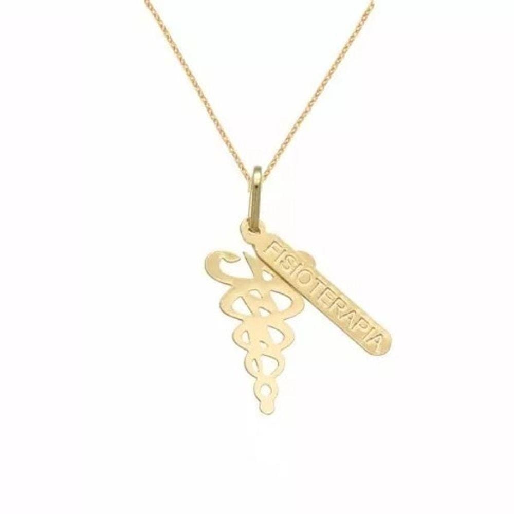 Colar Chapa Fisioterapia Fisioterapeuta Folheado 18k