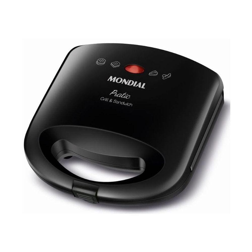 Sanduicheira Grill Sn01 Pratic 2 Em 1 750w De Potência Mondial Preto 127v