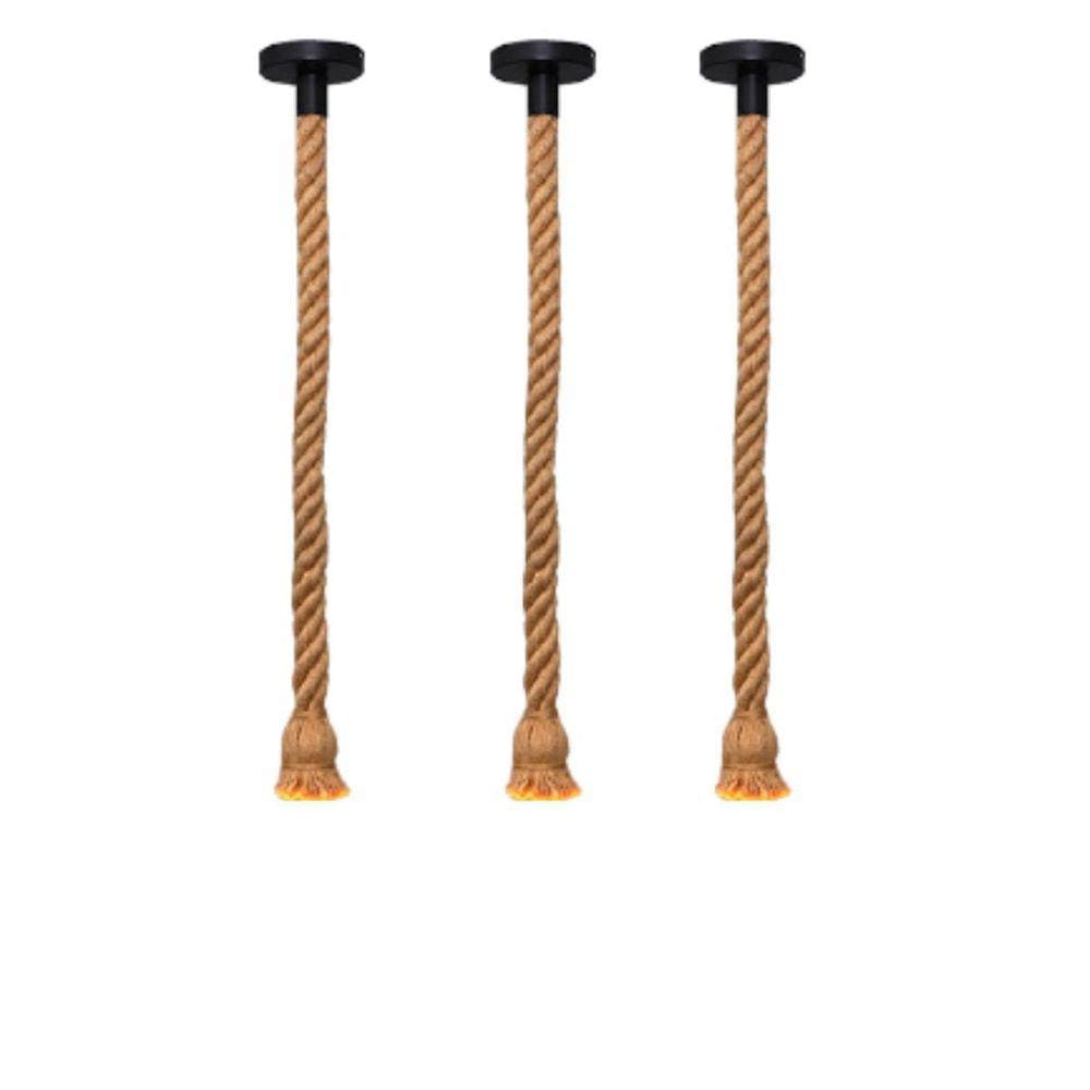Kit 3 Pendentes Lustre Luminária Vintage Corda Sisal Retro
