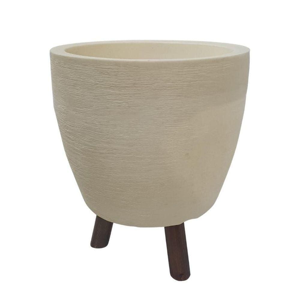 Vaso Berlim 40X33 Cm Bege Tripé De Madeira - Alpe & Aritana