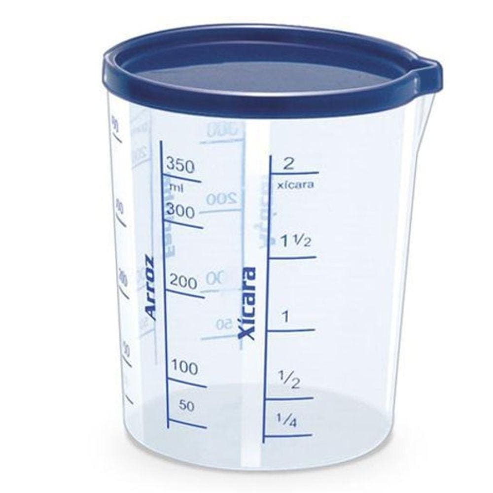 Copo Medidor Dosador Graduado 400Ml Com Tampa Para Cozinha