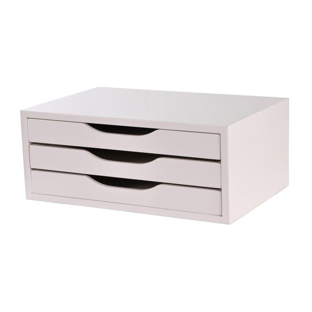 Suporte Para Monitor Com 3 Gavetas Em Mdf Branco