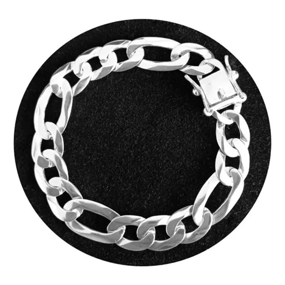 Pulseira 3x1 Fecho De Gaveta De Prata 12mm Grossa 20 Cm