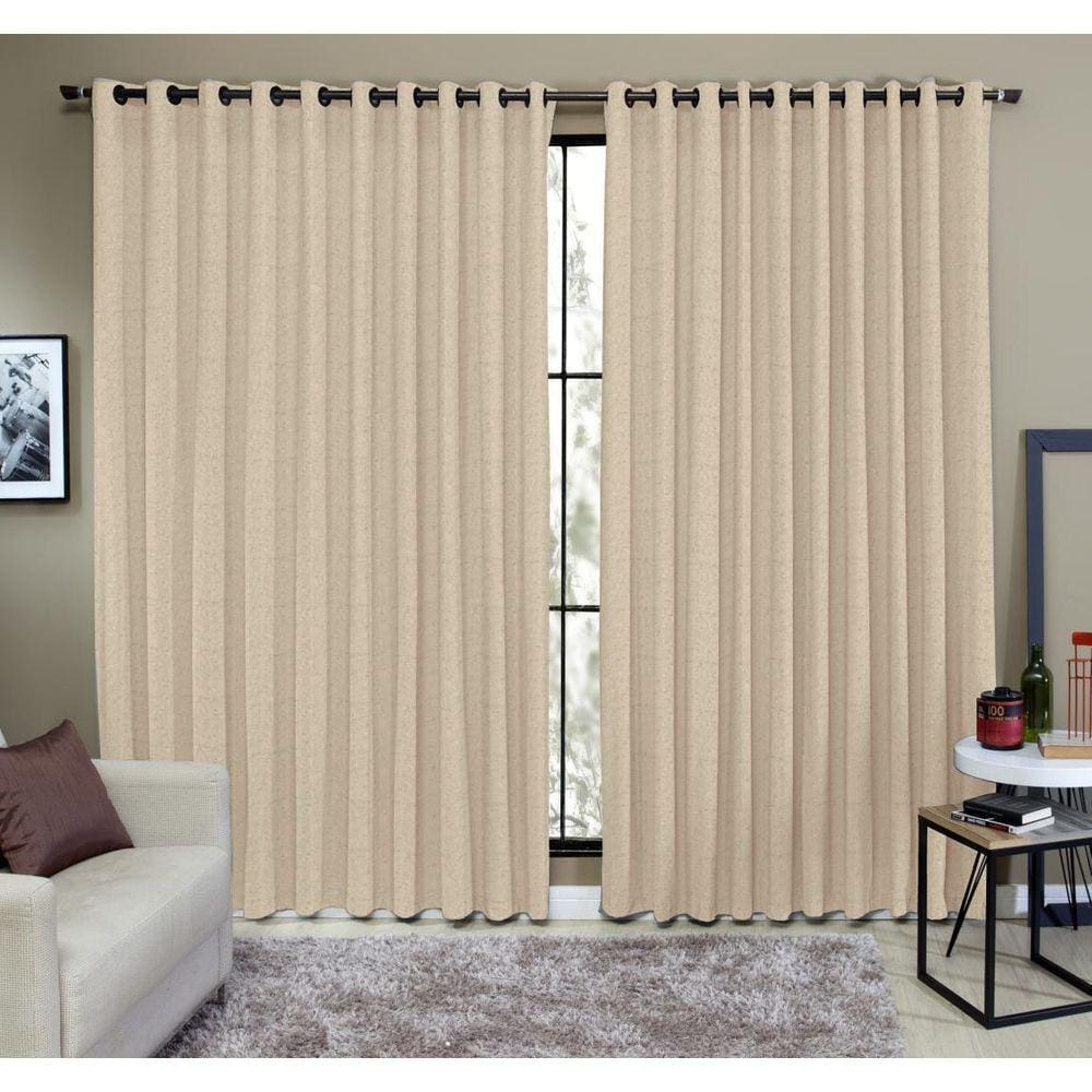 Cortina Tecido Rustico 2,00M X 2,50M Semi Blackout Areia