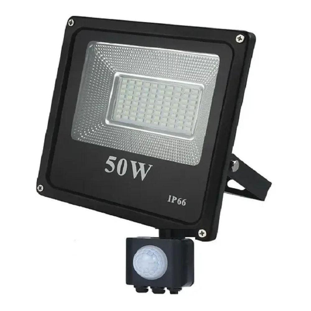 Refletor Led Holofote 50W Com Sensor Presença E Fotocélula