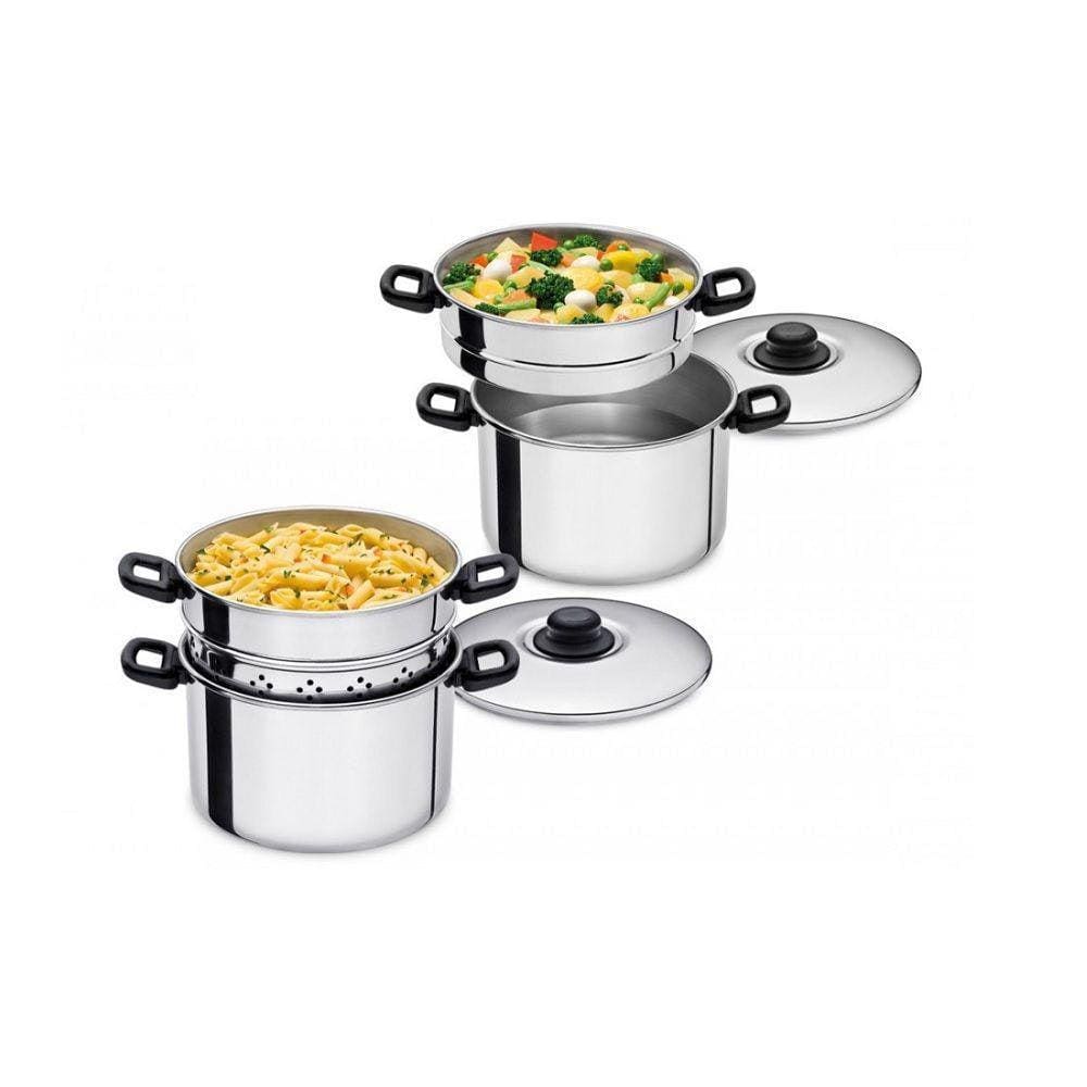 Espagueteira E Cozimento A Vapor 3 Peças 24Cm Alumínio Abc