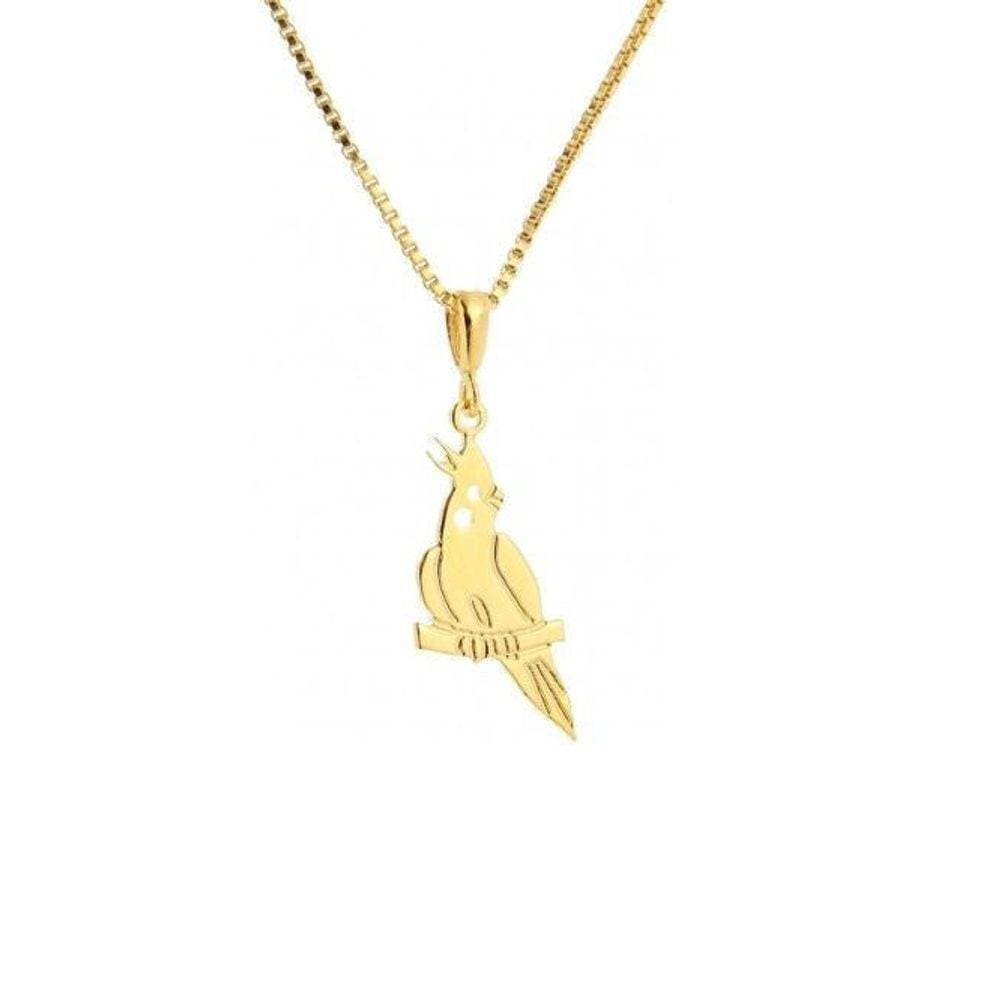 Gargantilha Pingente Calopsita Banhado A Ouro 18K