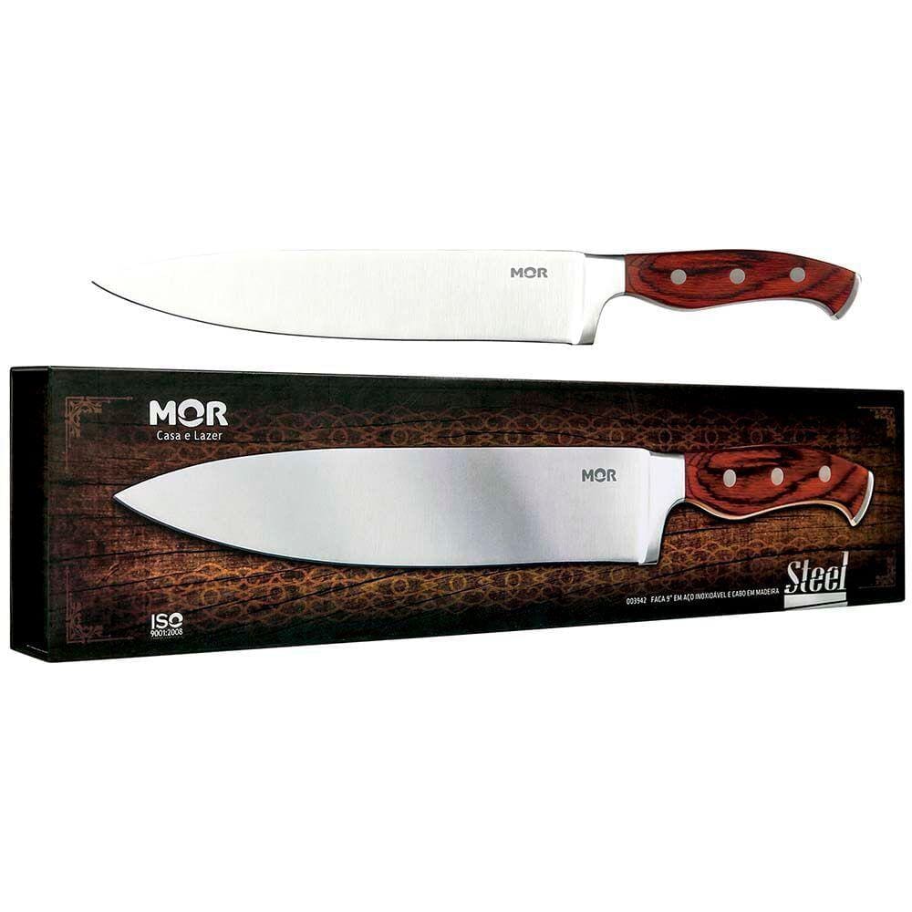Faca com Cabo de Madeira Mor 9 Steel