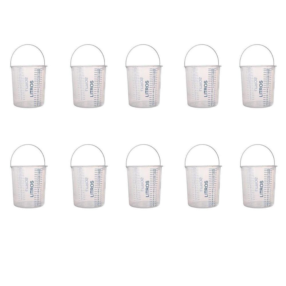 Balde Graduado 20 Litros Kit Com 10Un