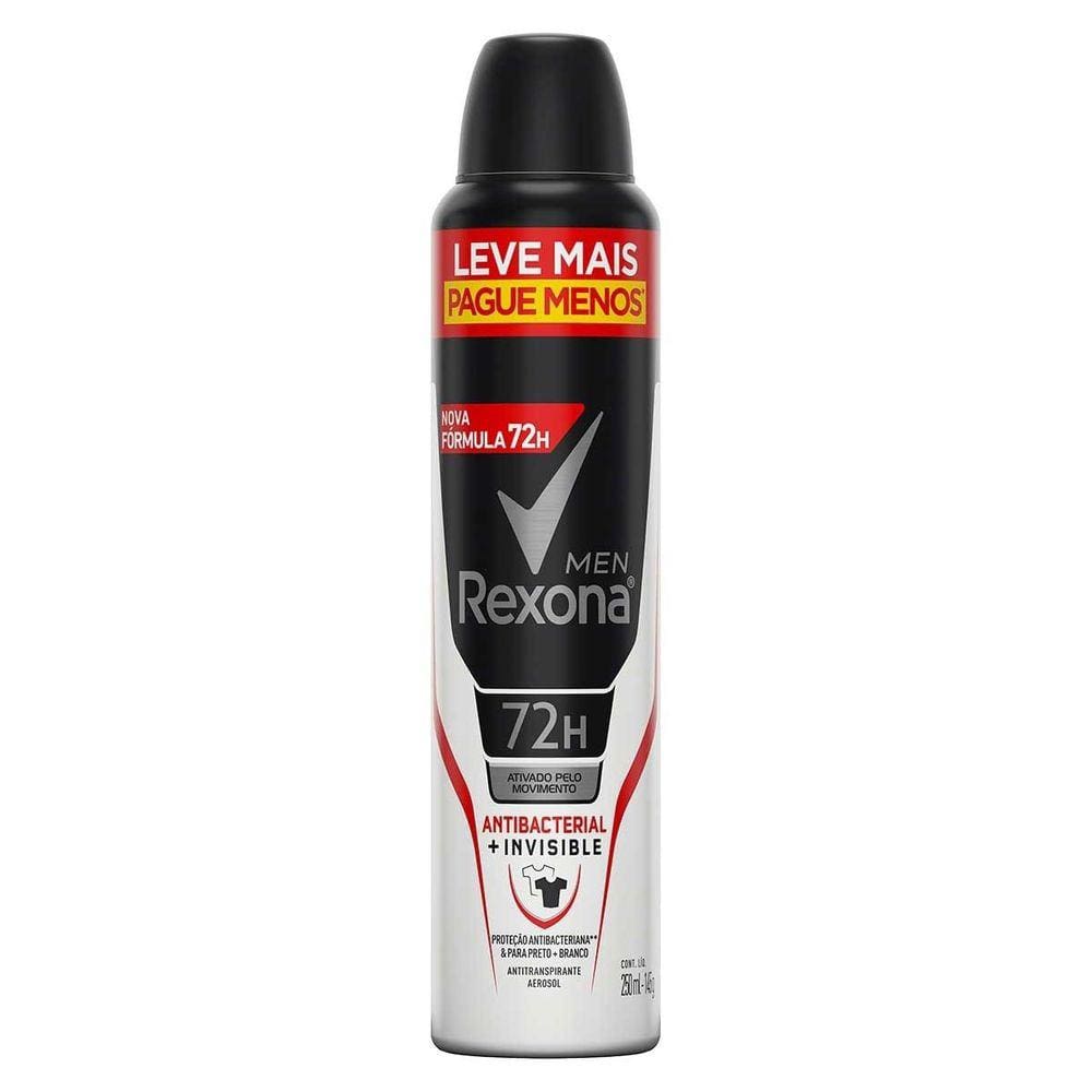 Desodorante Rexona Aero Men Antibacterial Plus Invisible 250ml