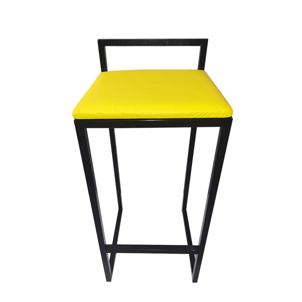 Banqueta Alta Bali Estilo Industrial Assento Amarelo