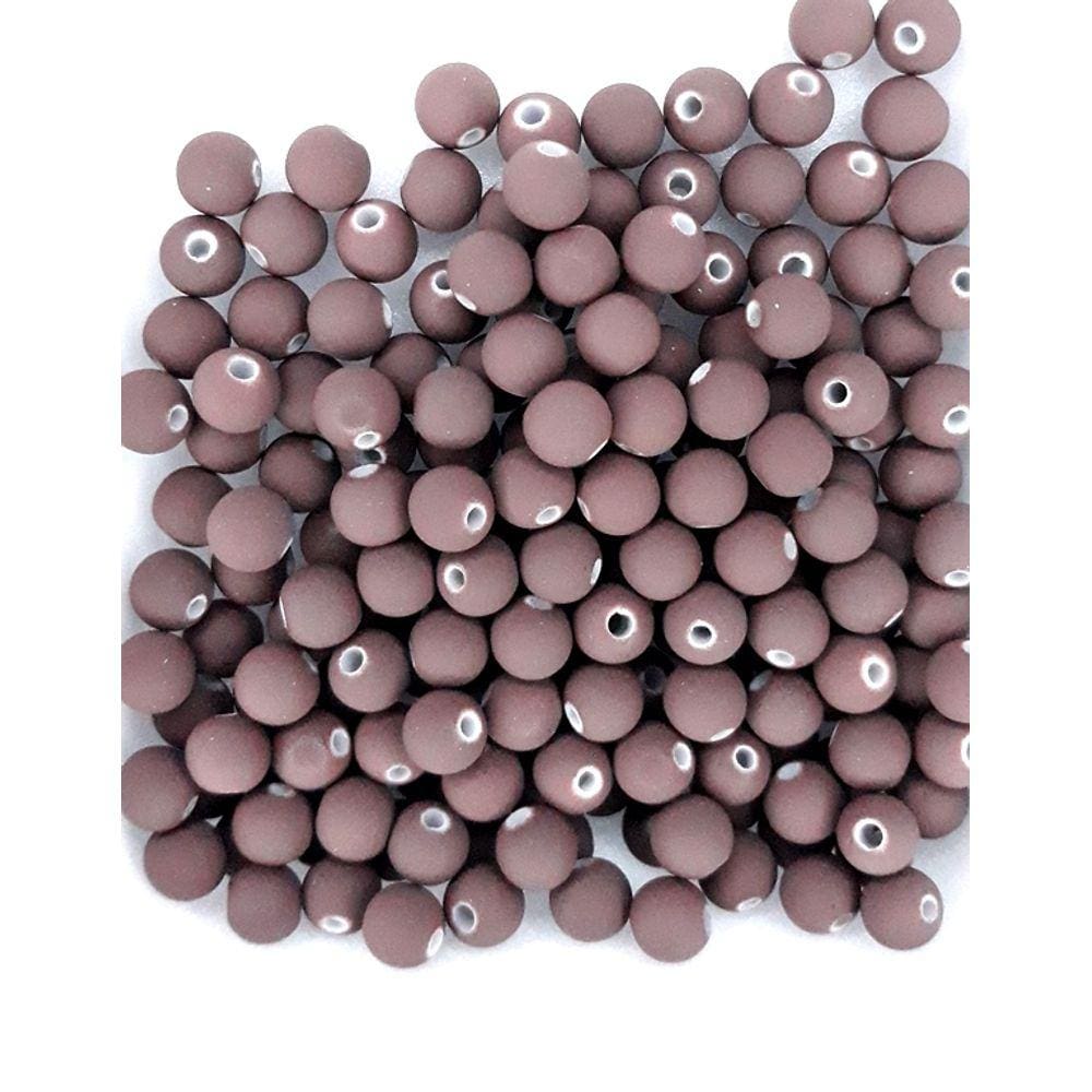 Perola Emborrachada 8 mm C/ Furo Cor Marrom