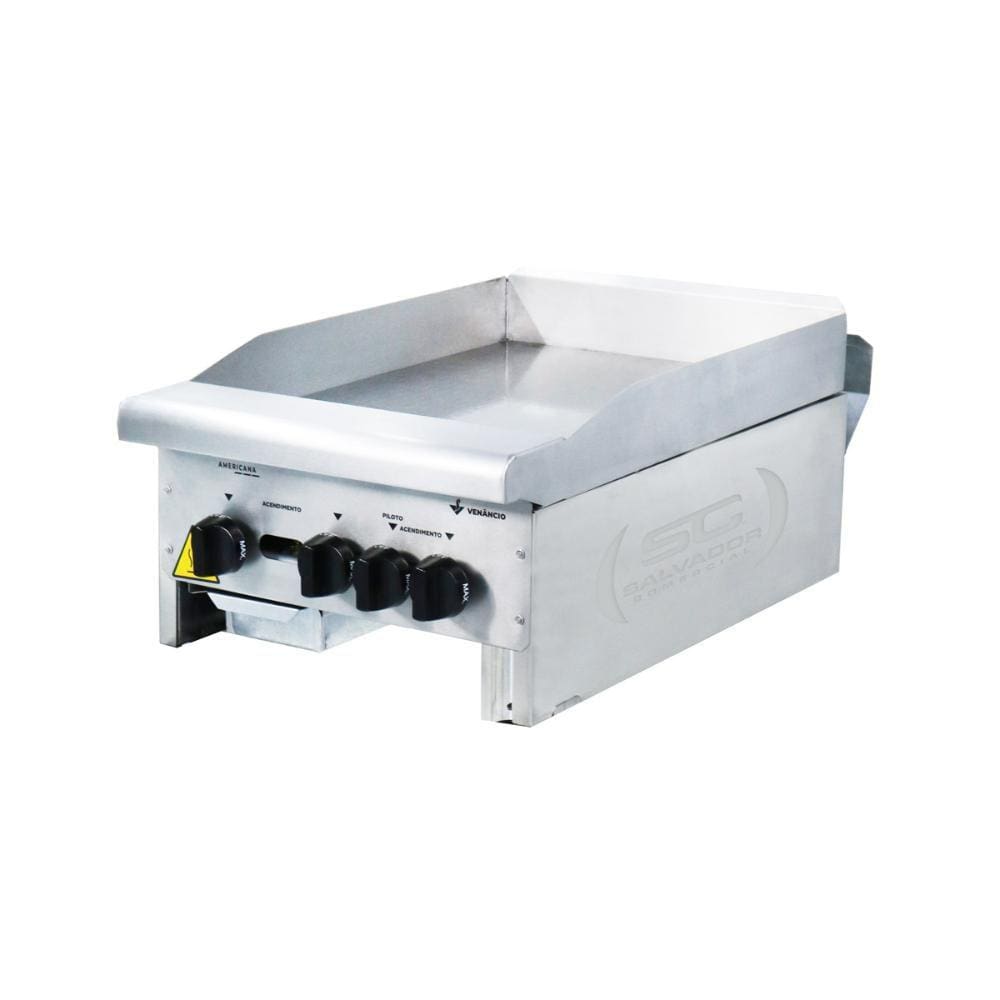 Chapa Bifeteira Lanche Americana Lisa Inox Gás 45 cm CG45 18mm - Venâncio