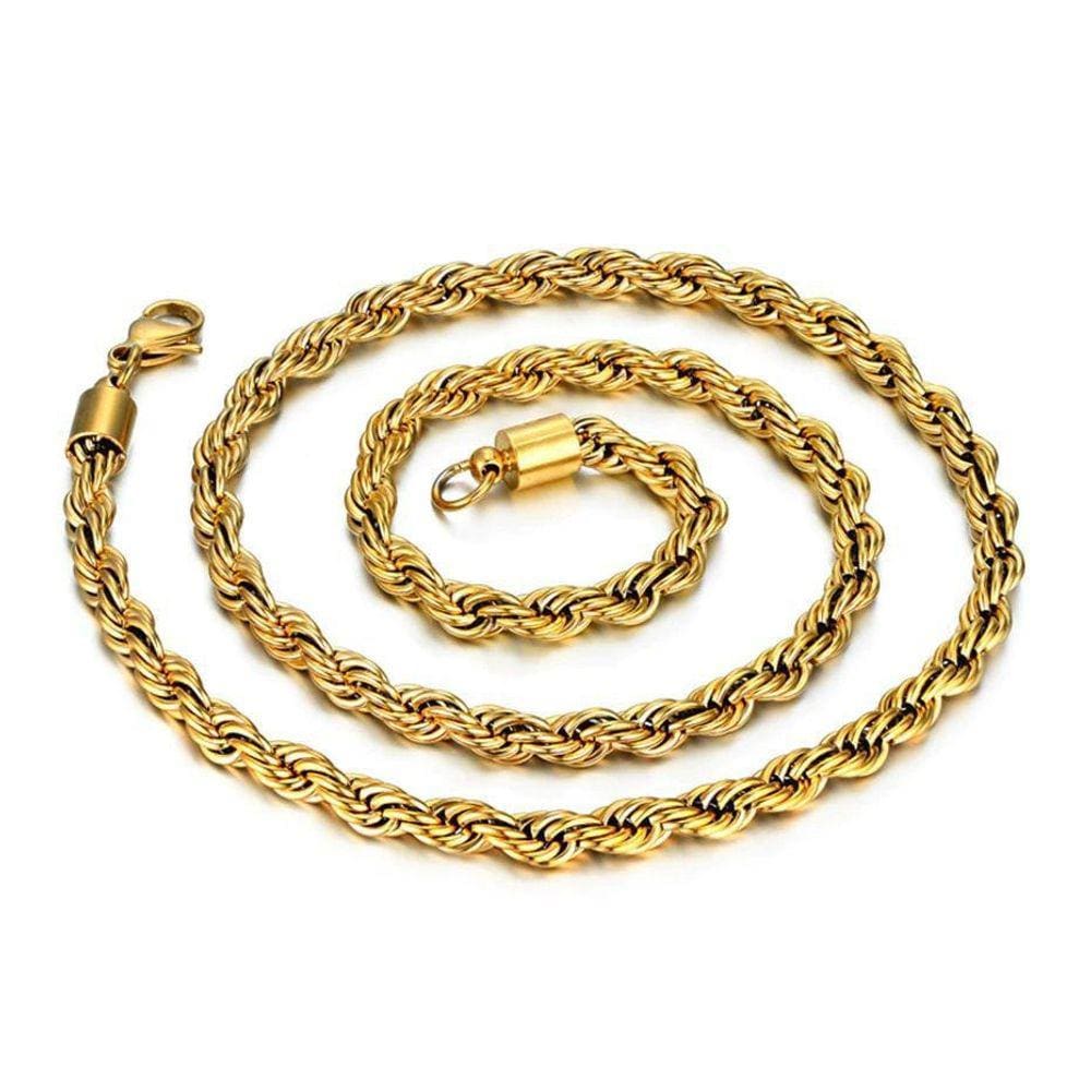 Corrente Colar Cordão Torcido 60Cm 3Mm Dourado