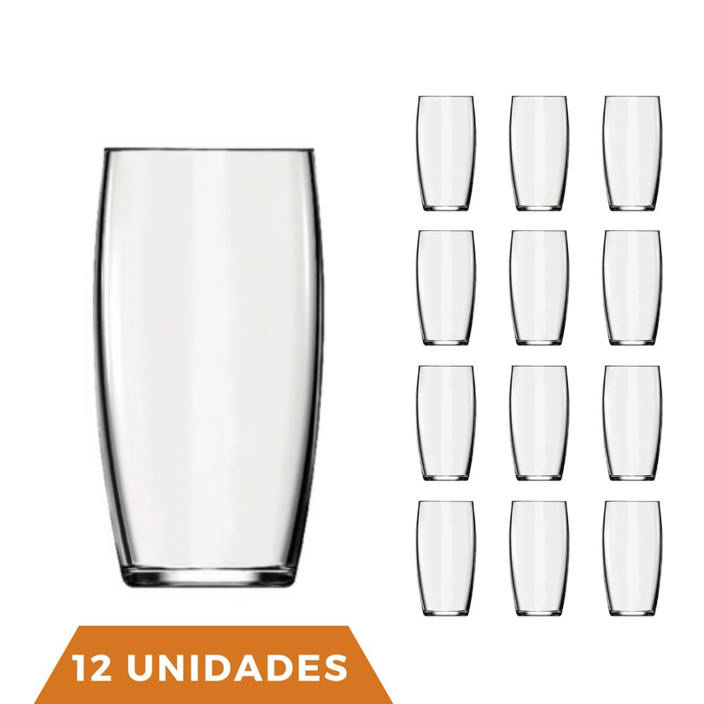 Jogo 12 Copos Oca 300ml Agua Vidro Transparente Suco Nadir