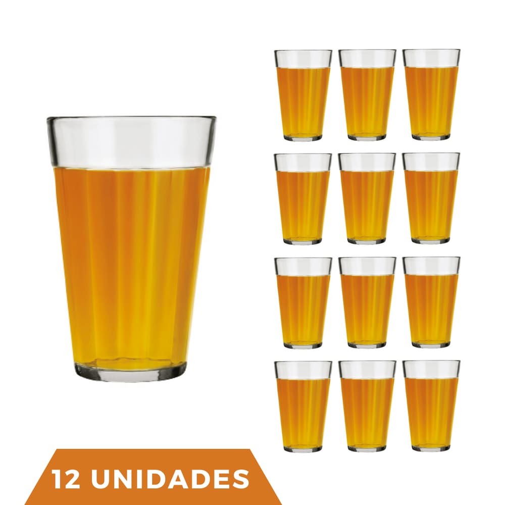 Conjunto Com 12 Copo Americano Long Drink 450ml Vidro Nadir