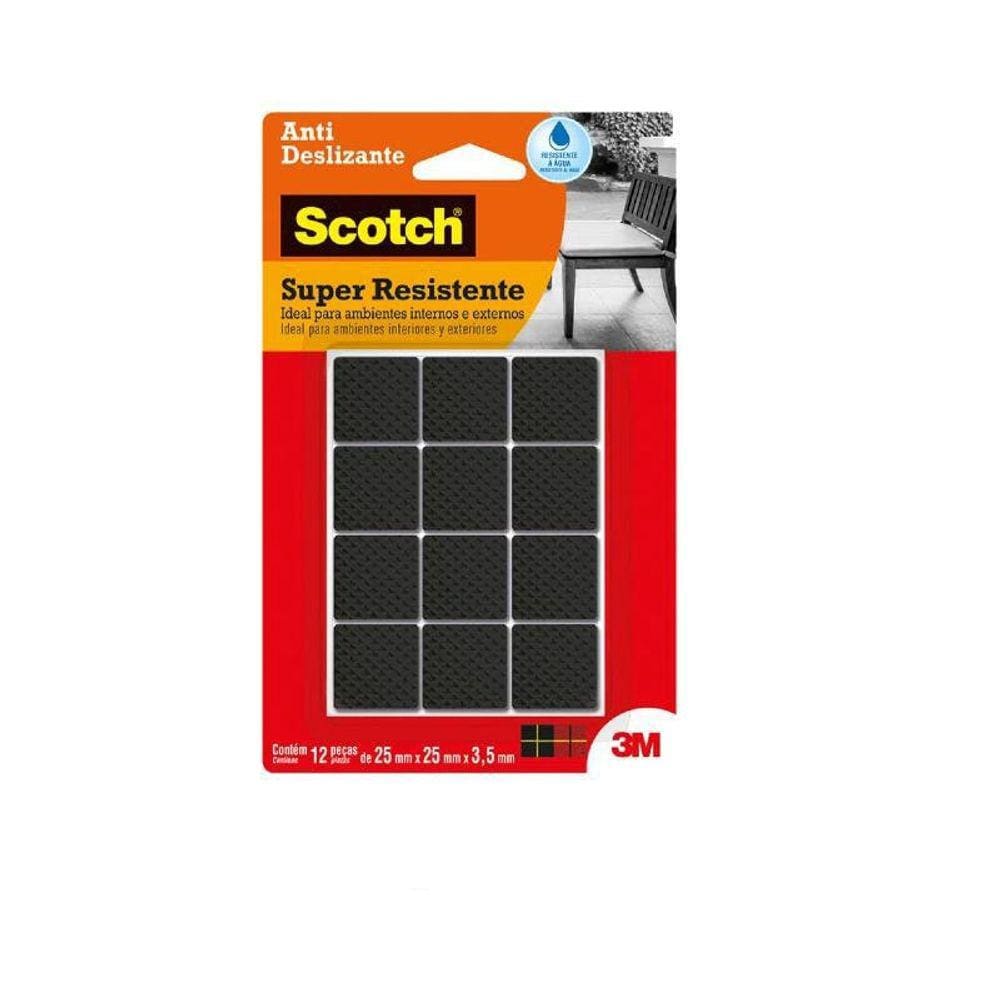 Protetor Anti Deslizante Scotch Quadrado M Preto 25X25X3,5Mm