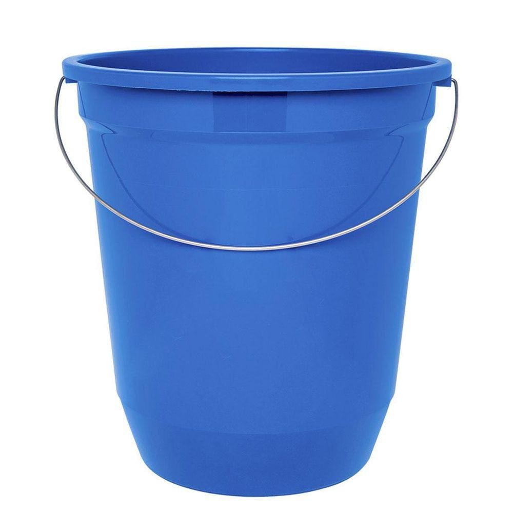 Balde De Plástico Médio 13,5 Litros Com Alça Em Metal Azul