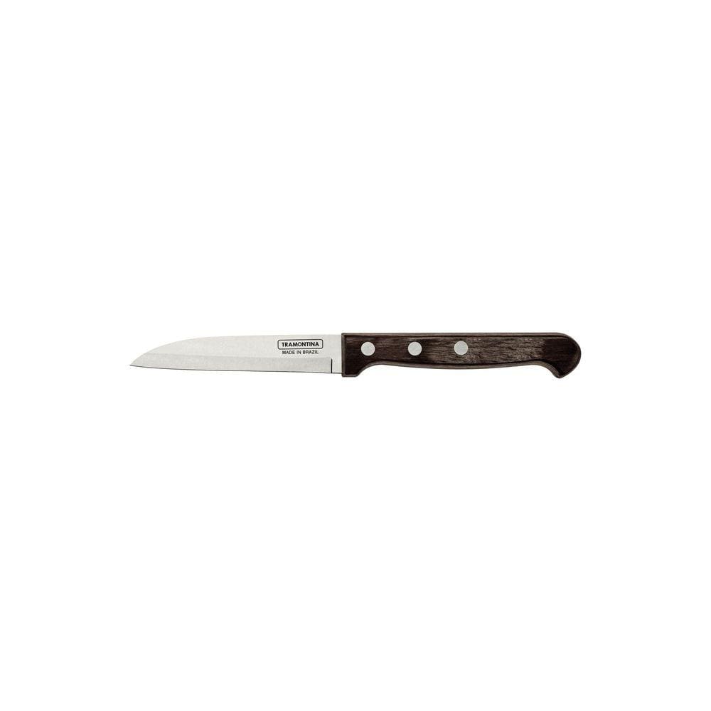 Faca para Legumes e Frutas Tramontina Polywood com Lâmina em Aço Inox e Cabo de Madeira Castanho 3” Tramontina