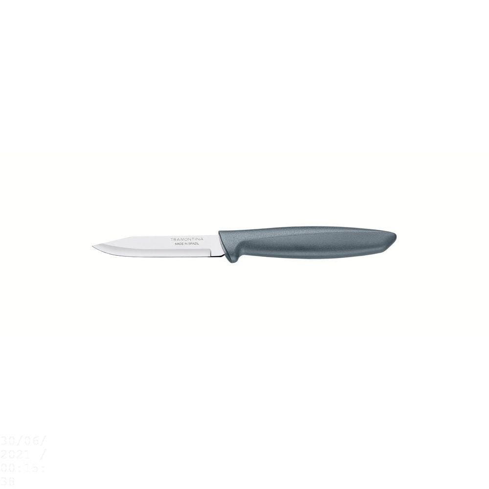Faca para Legumes e Frutas Tramontina Plenus com Lâmina em Aço Inox e Cabo de Polipropileno Cinza 3" Tramontina