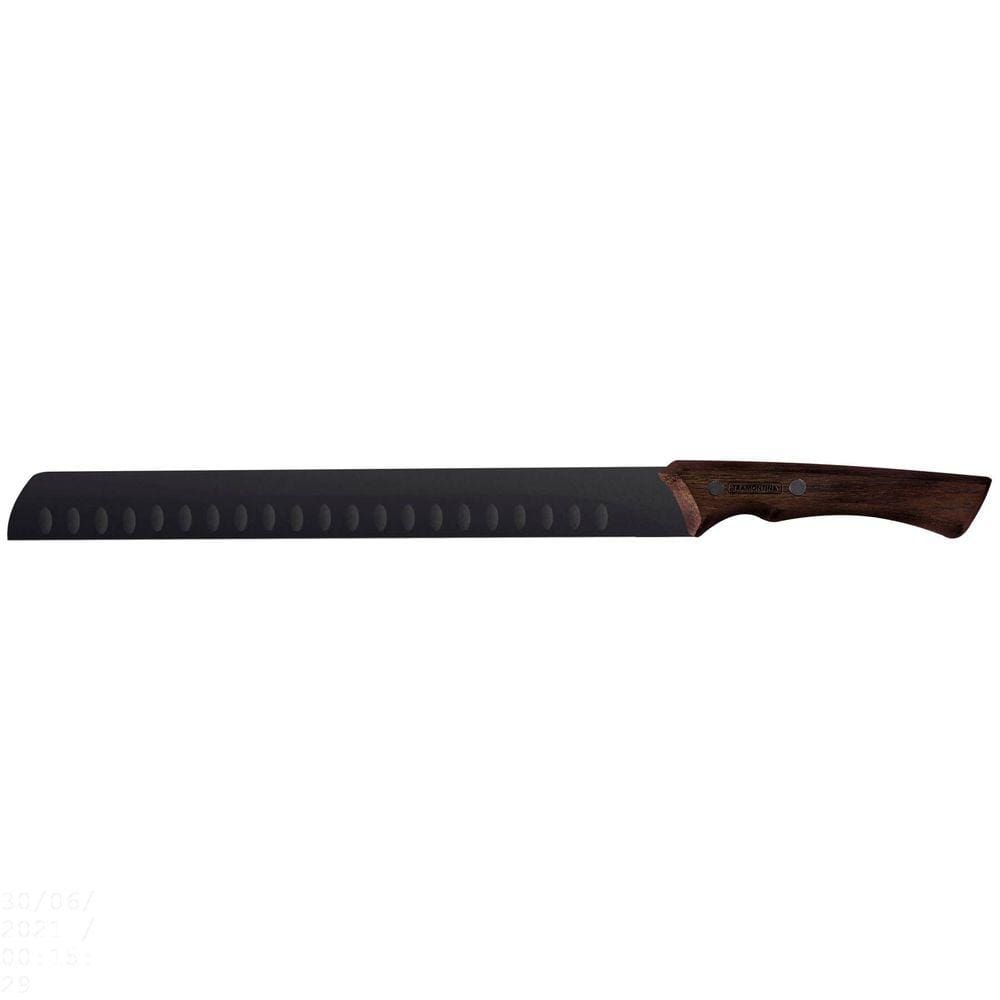 Faca para Fatiar Tramontina Churrasco Black com Lâmina em Aço Inox Escurecido e Cabo de Madeira 12” Tramontina