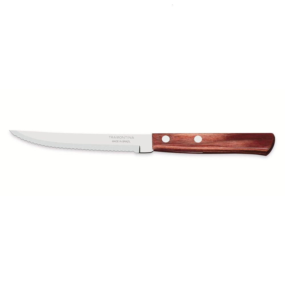 Faca para Churrasco Tramontina com Lâmina em Aço Inox e Cabo em Madeira Polywood Vermelho 5" Tramontina