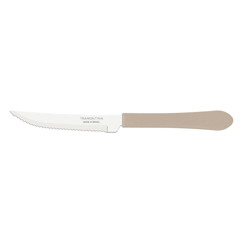 Faca para Churrasco Tramontina Leme com Lâmina em Aço Inox e Cabo de Polipropileno Cinza 4" Tramontina