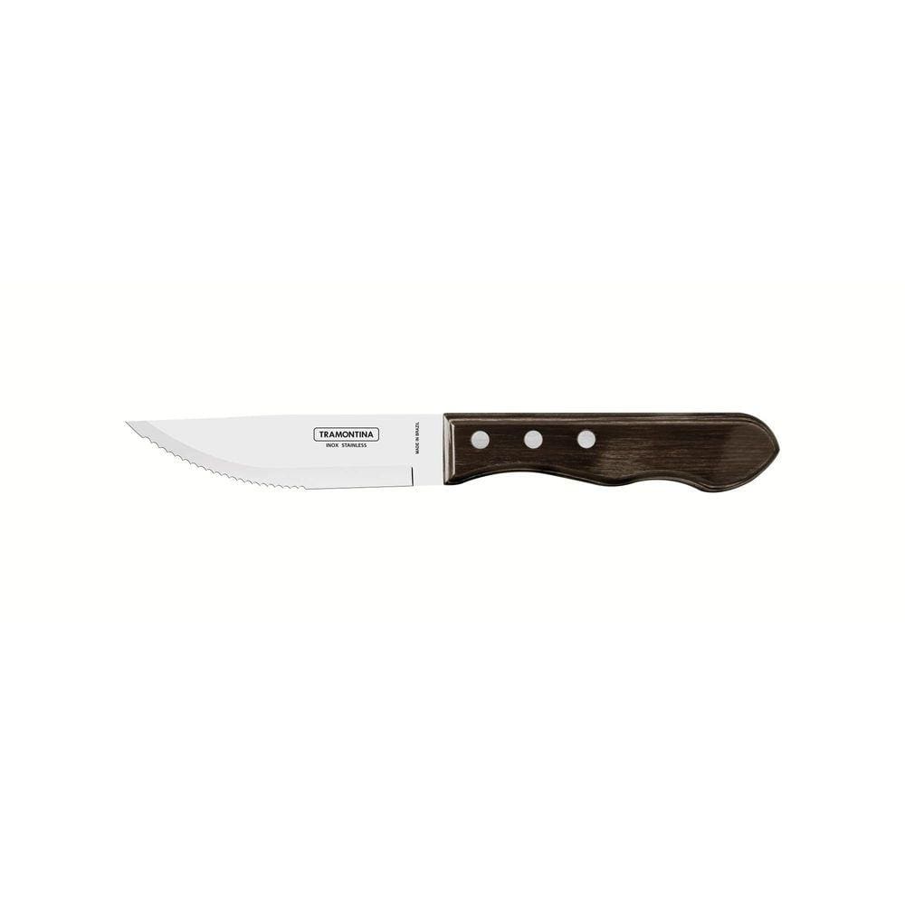 Faca para Churrasco Jumbo Tramontina com Lâmina em Aço Inox e Cabo em Madeira Polywood Castanho 5" Tramontina