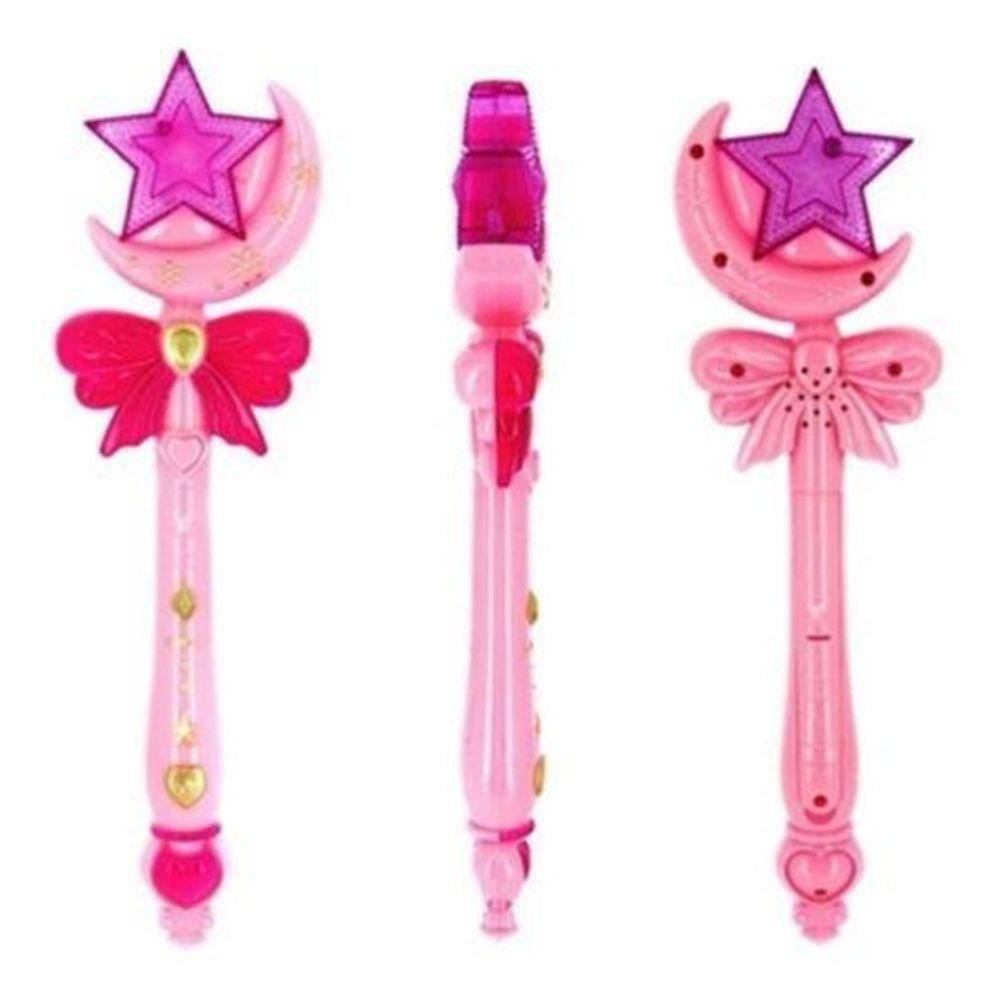 Brinquedo Varinha Mágica Rosa Encantada Luz E Som Fada