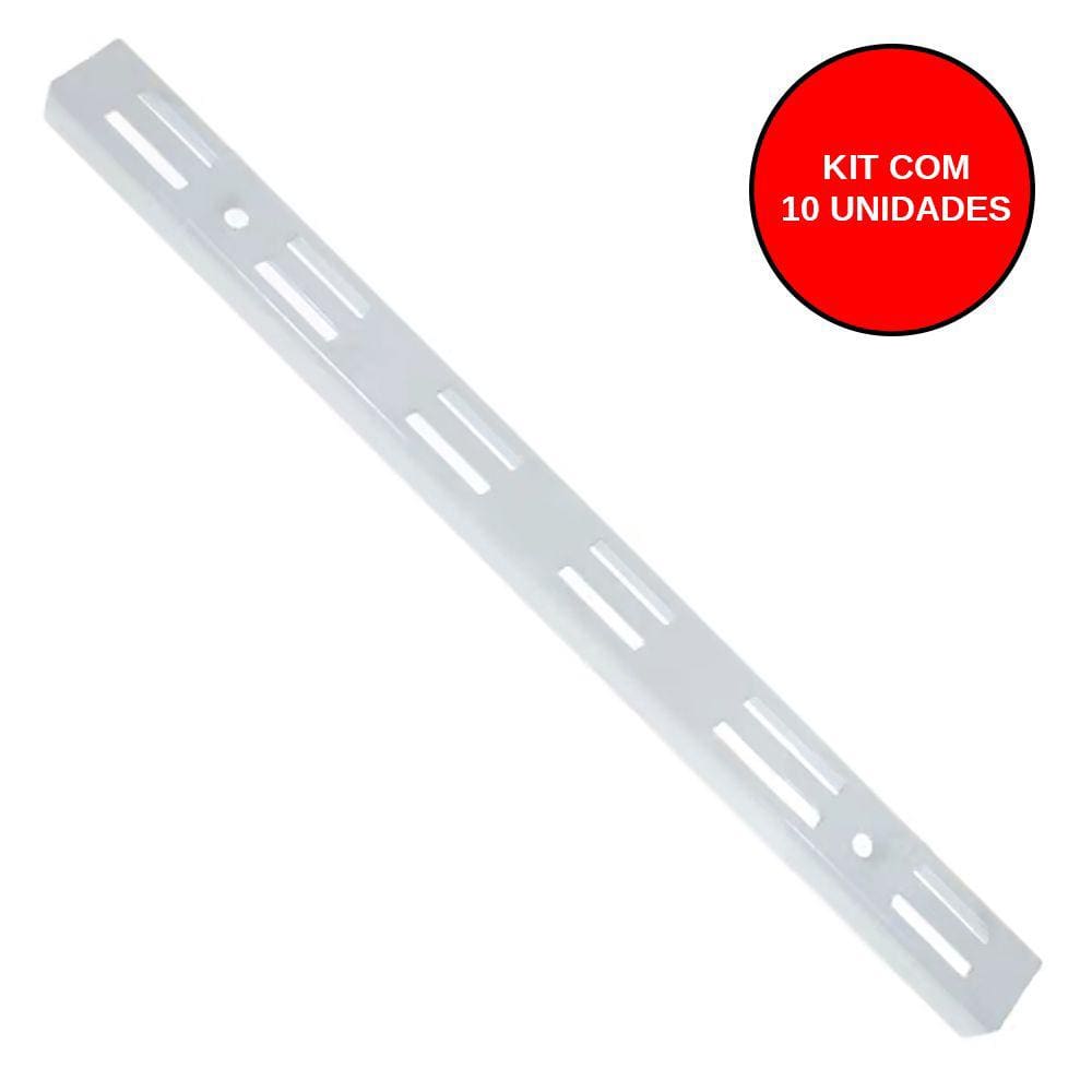 Kit 10 Trilho Cremalheiras para Prateleira Duplo Branco 1,5 metro - Starfer