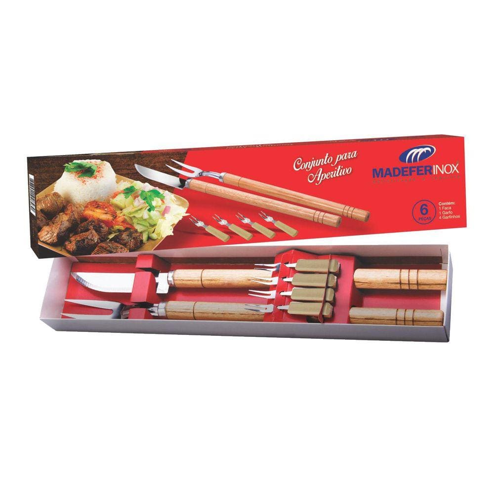 Conjunto Para Aperitivo 6 Peças - Madefer Inox
