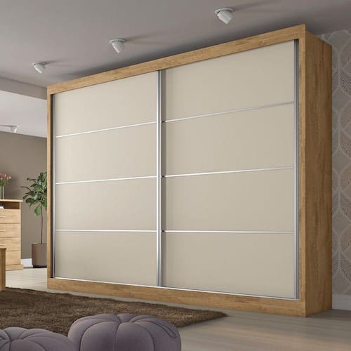 imagem-Guarda Roupa Casal 2 Portas 4 Gavetas Verona Plus Flex Color em MDF Made Marcs - Bege