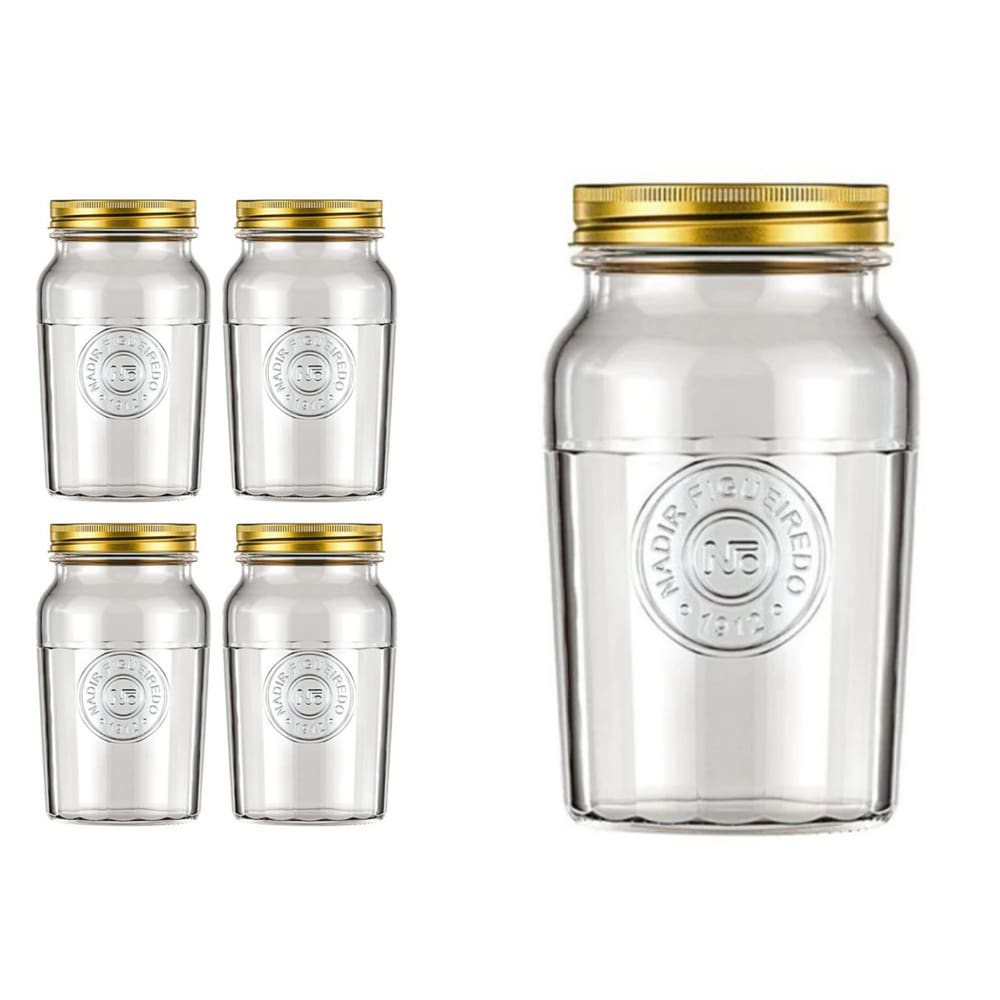 4 Pote Americano Mantimento Café Vidro Vintage 1L Nadir