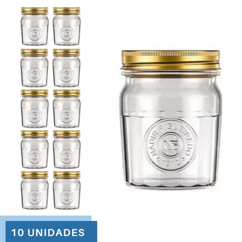 10 Pote Americano Mantimento Café Vidro Vintage 500ml Nadir