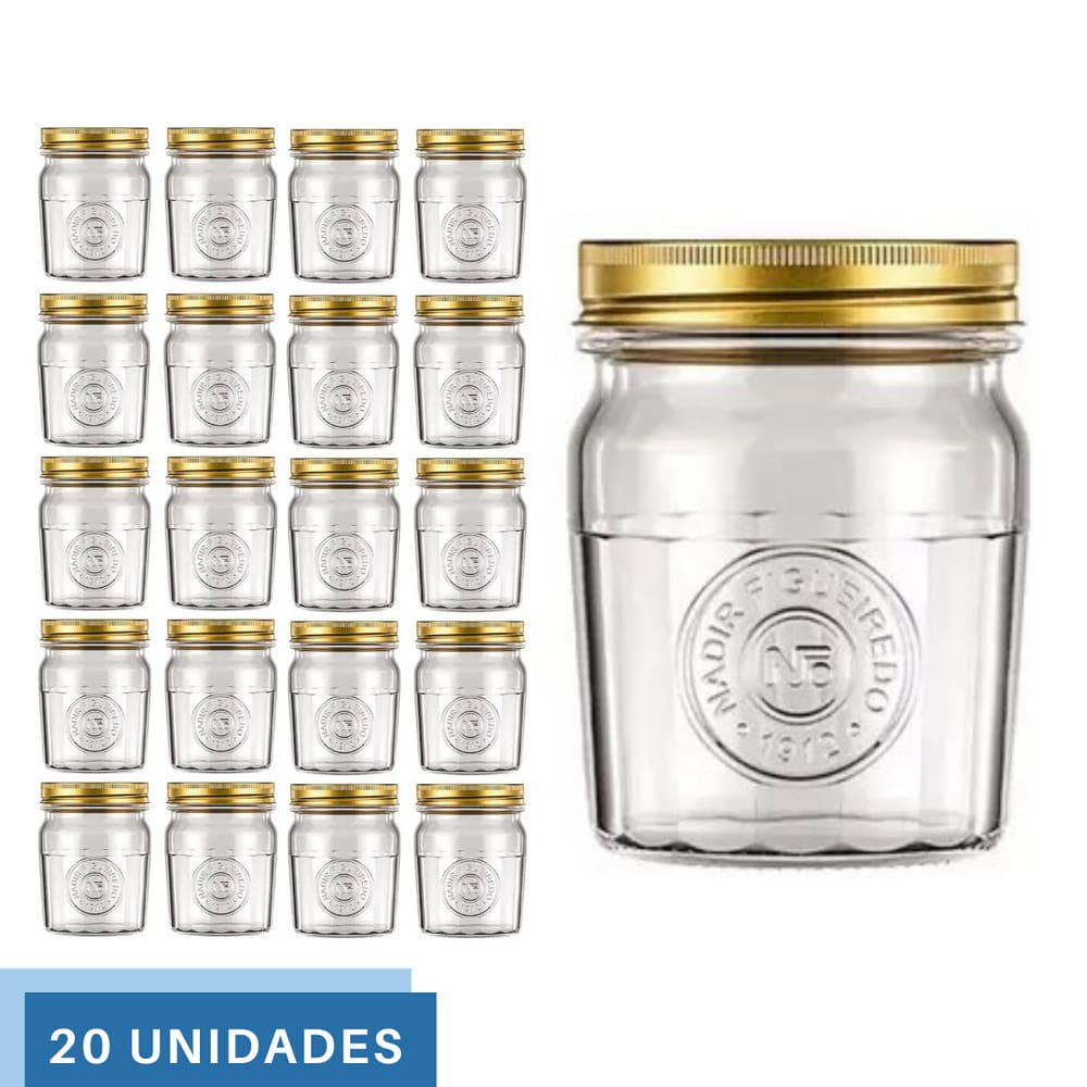 20 Pote Americano Mantimento Café Vidro Vintage 500ml Nadir