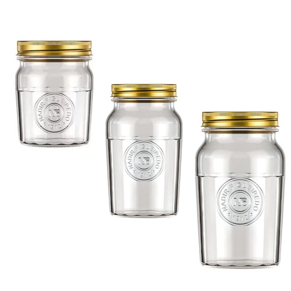 kit Potes C/tampa Café Biscoito 3 Tamanhos Vintage Nadir 3Un