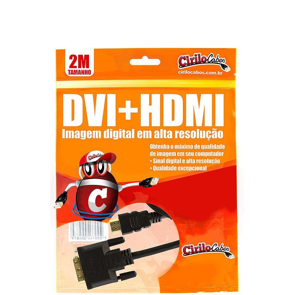 Cabo DVI para HDMI - 2 Metros - Cirilo Cabos