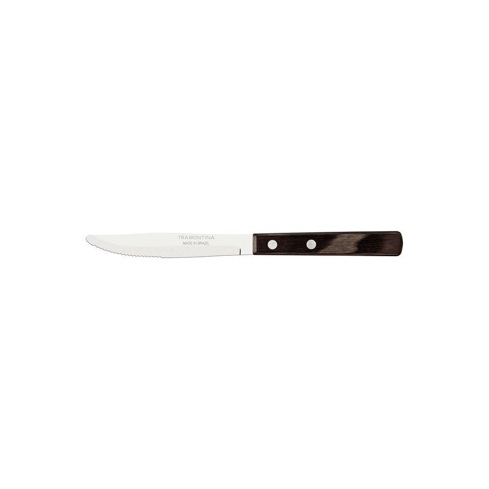 Faca de Mesa Tramontina com Lâmina em Aço Inox e Cabo em Madeira Polywood Castanho 4” Tramontina