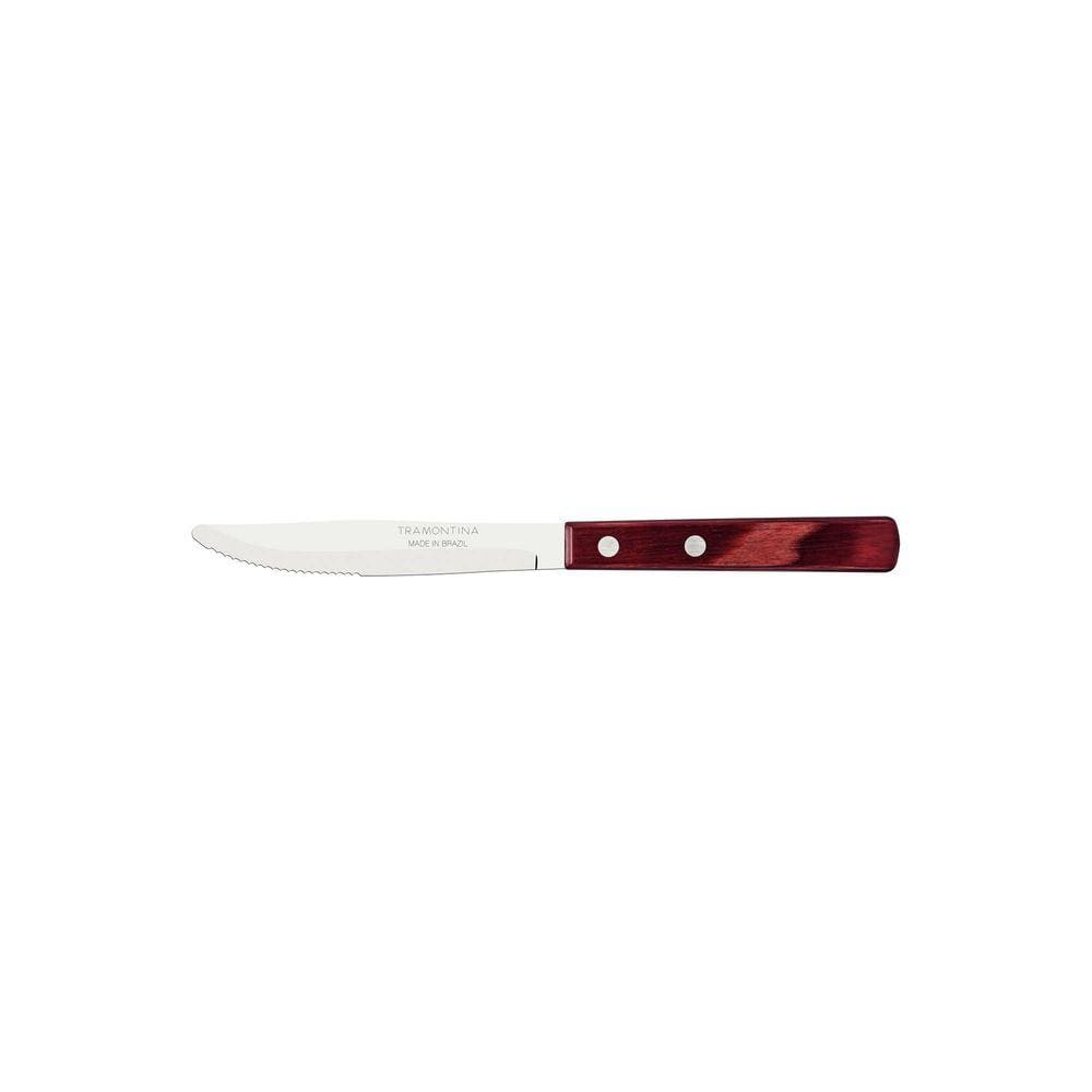 Faca de Mesa Tramontina com Lâmina em Aço Inox e Cabo em Madeira Polywood Vermelho 4" Tramontina