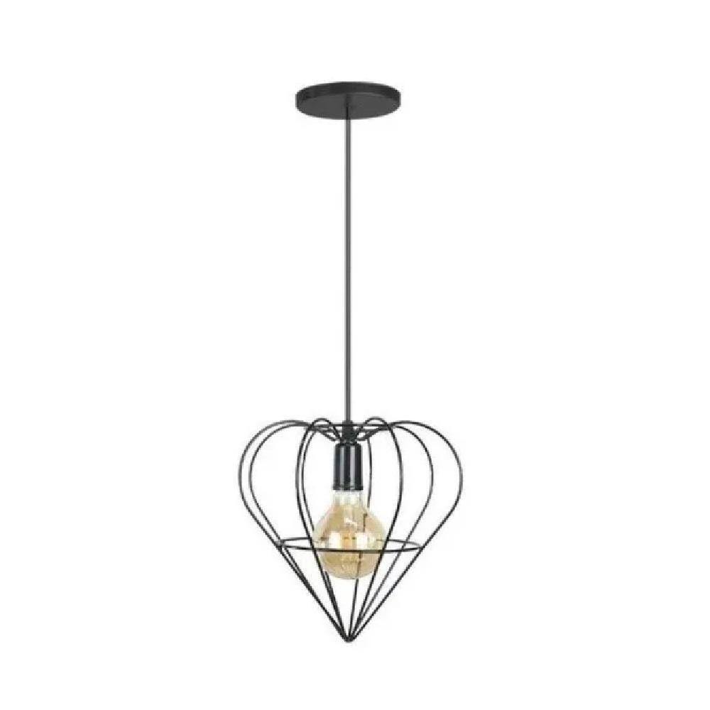 Pendente Luminária Aramado Coração - Preto