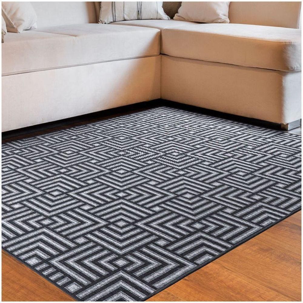 Tapete Sala Quarto Funcional Tabuleiro 1,00 X 1,50 Titulos Chumbo-56