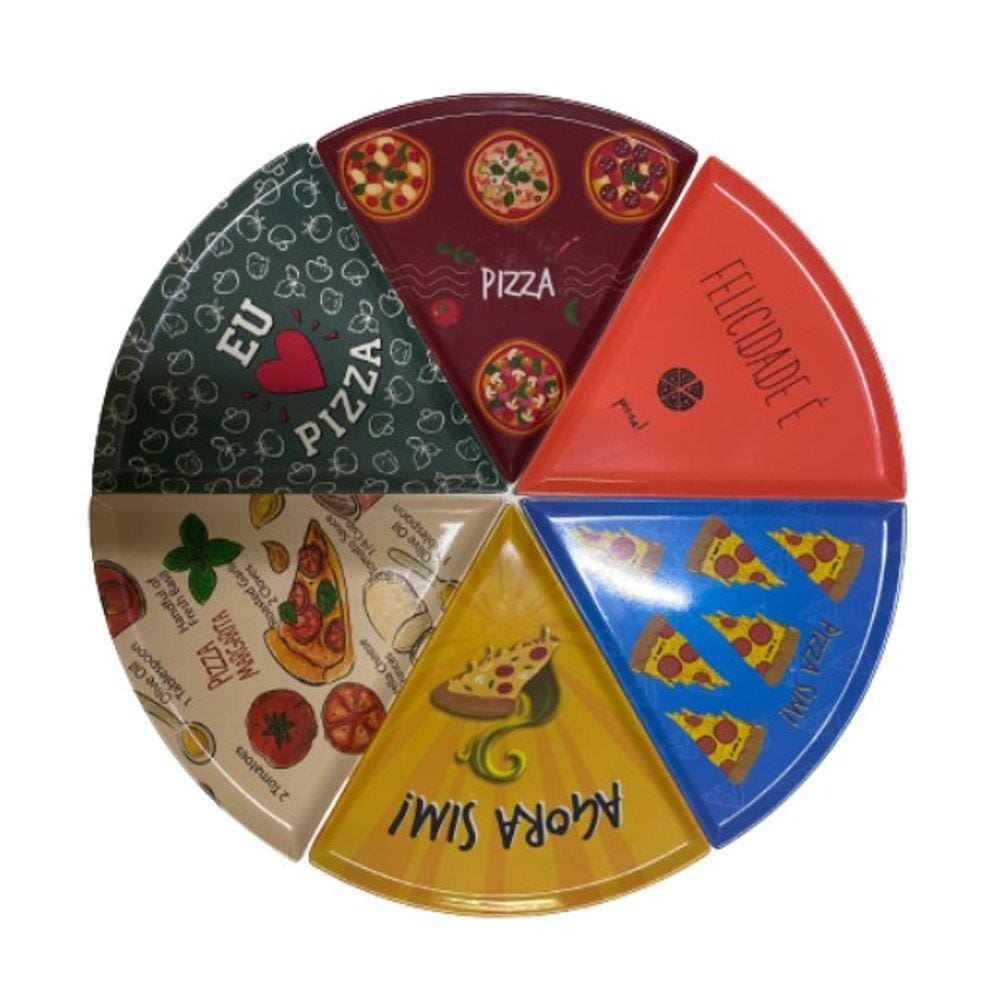 Conjunto 4 Pratinhos Em Melamina Para Fatias de Pizza 22cm