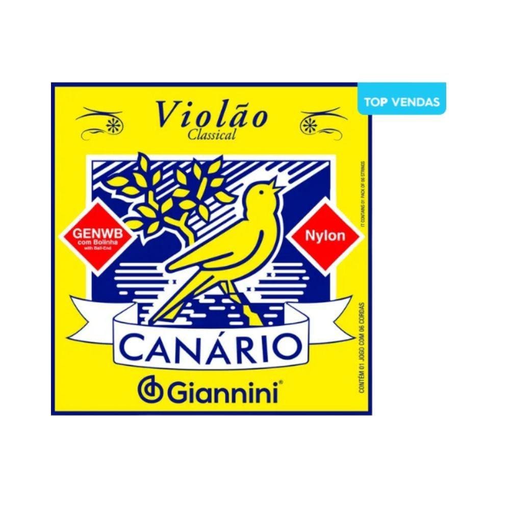 Kit 5 Encordoamento Violão Nylon Giannini Genwb Médio Bolinha