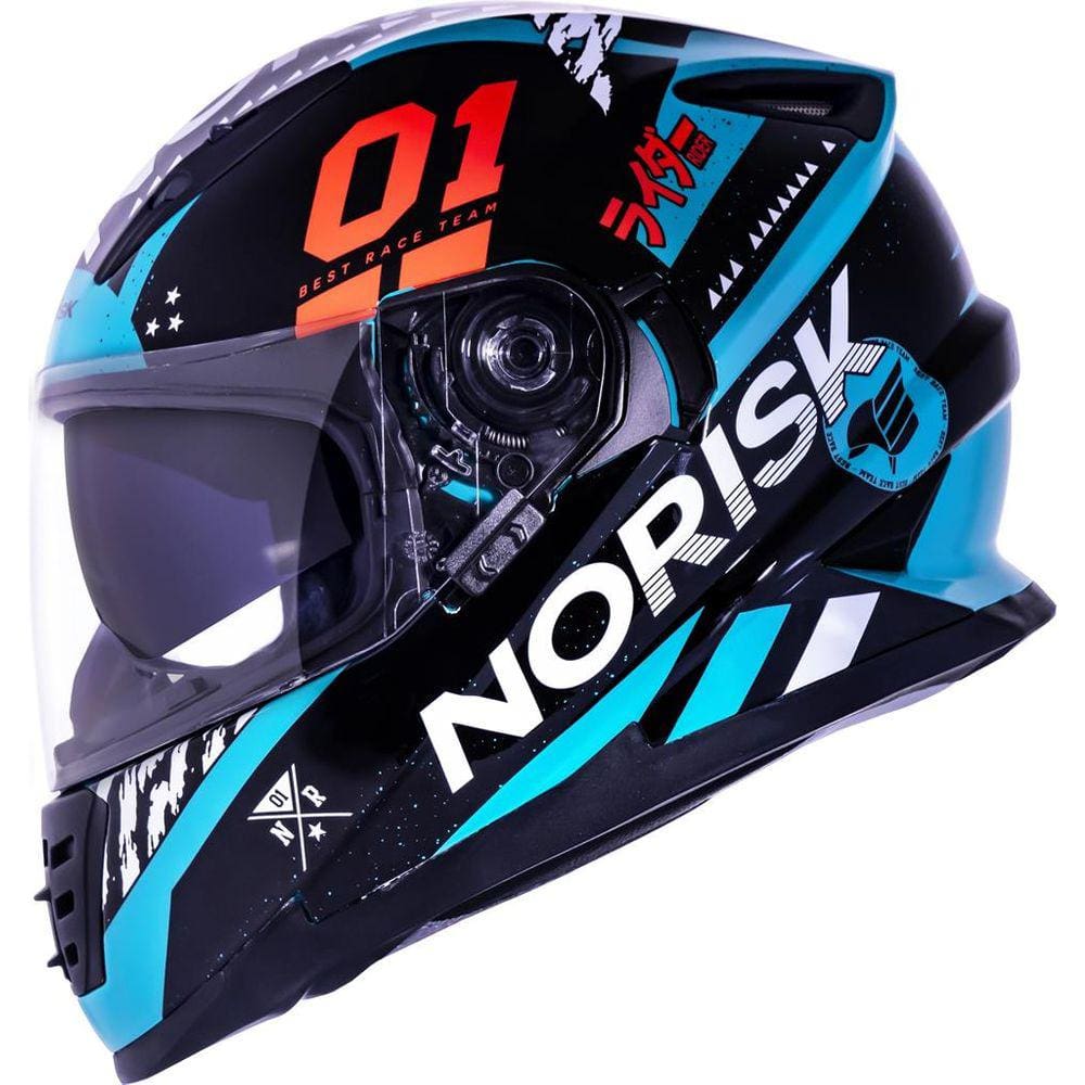 Capacete Norisk Ff302 Tokyo Preto Verde Agua
