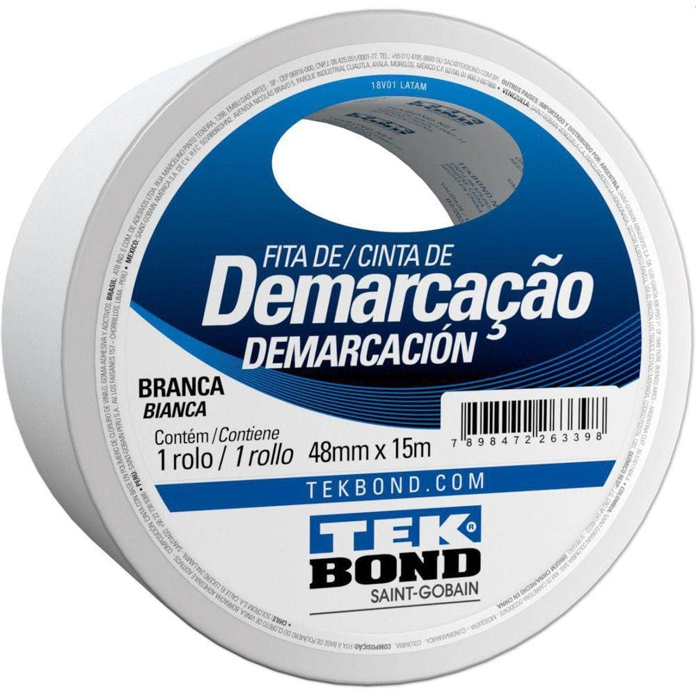 Fita Para Demarcação De Solo Pvc Branco 48Mmx15M