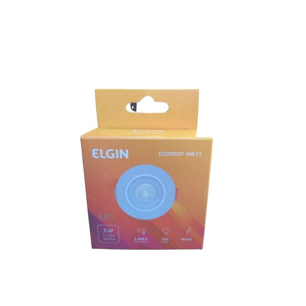 Kit 10 Spot Led Elgin Luminária Mr11 3W 3000K Direcionável Redondo