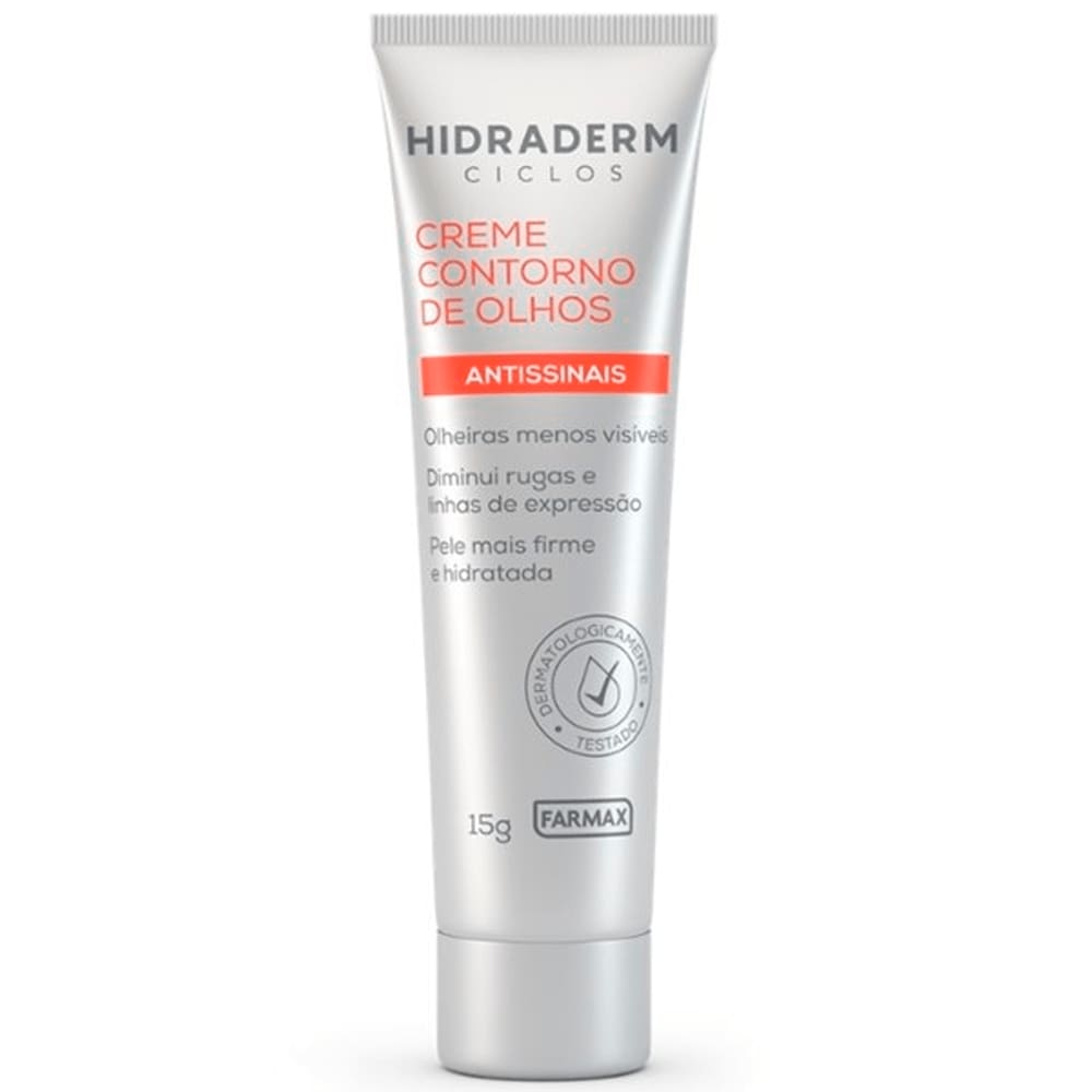 Creme Facial Contorno Dos Olhos Anti Idade Farmax Hidraderm Ciclos 15g