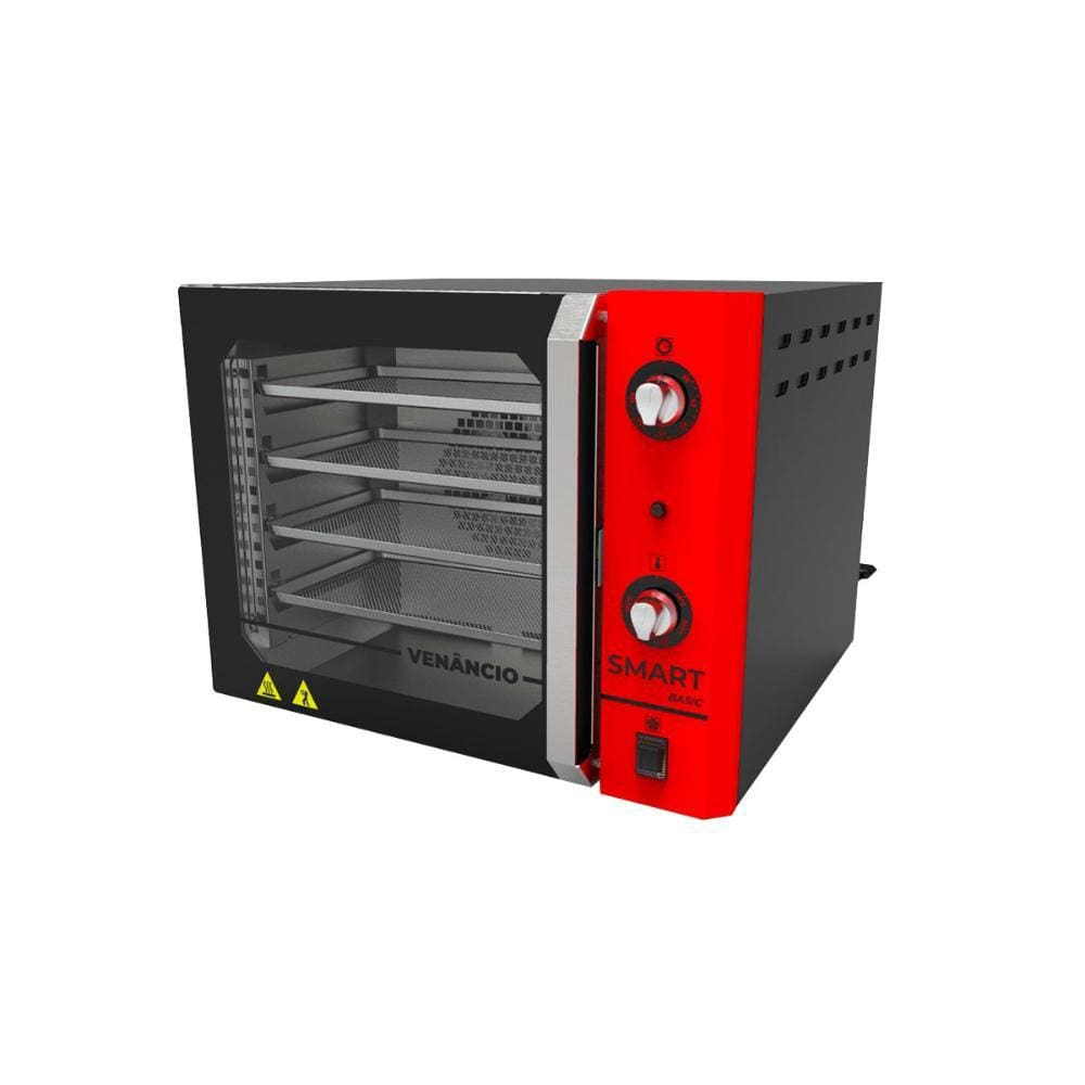Forno Turbo Convector Elétrico Smart Basic 4 Esteiras Preto e Painel Vermelho FCSB4E - Venâncio 220V