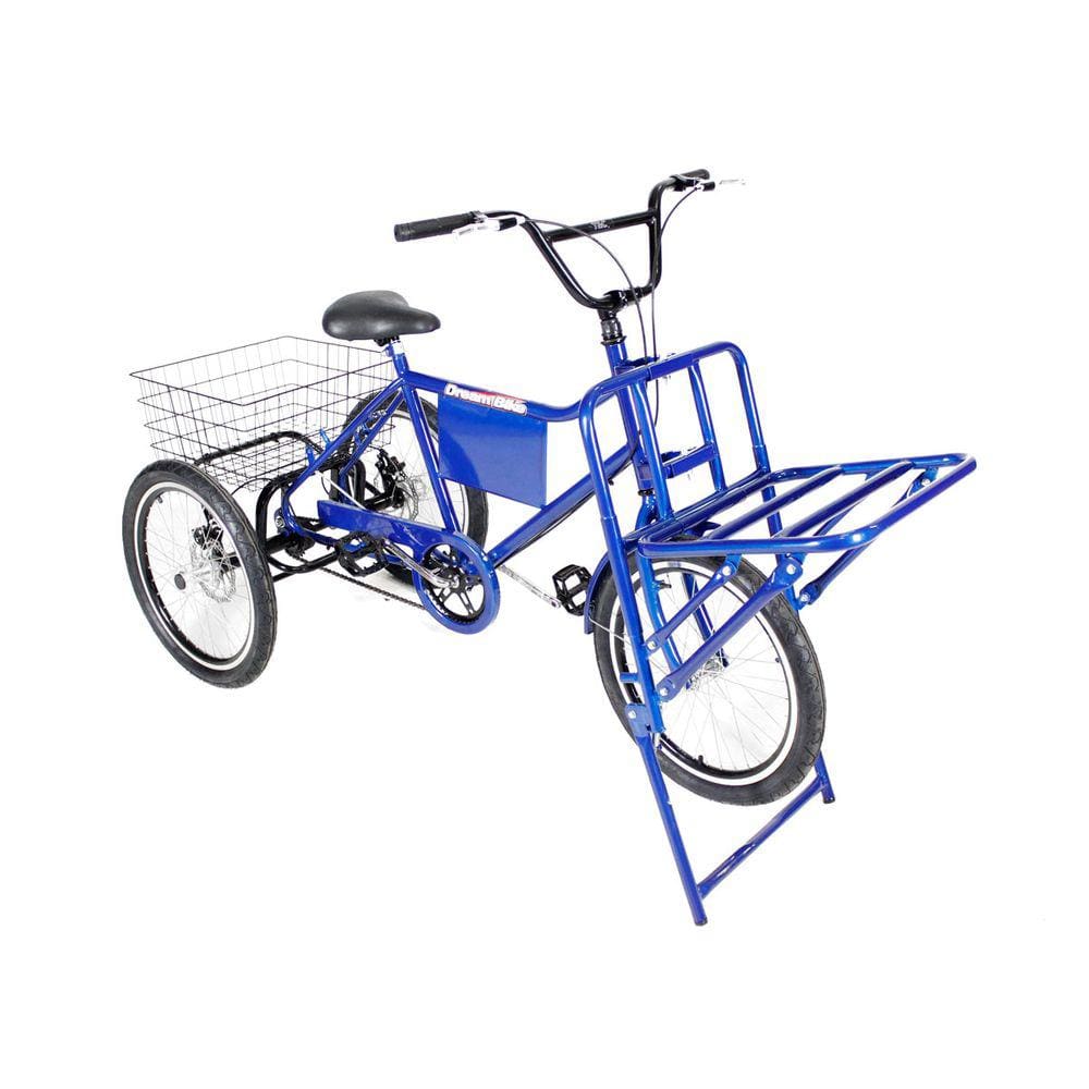 Bicicleta Triciclo De Carga Freios A Disco- Azul- Dream Bike